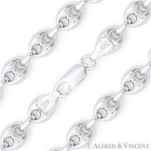 9.1mm Puffed Marina / Mariner Link Chain Bracelet in .925 Sterling Silver - 9"
